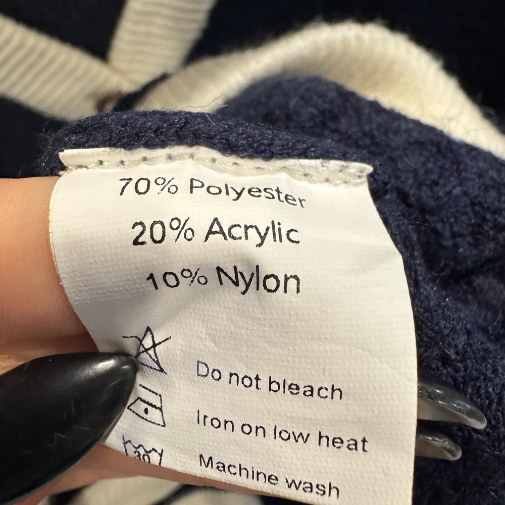 Navy and Cream Women's Cardigan - Picture 5 of 6